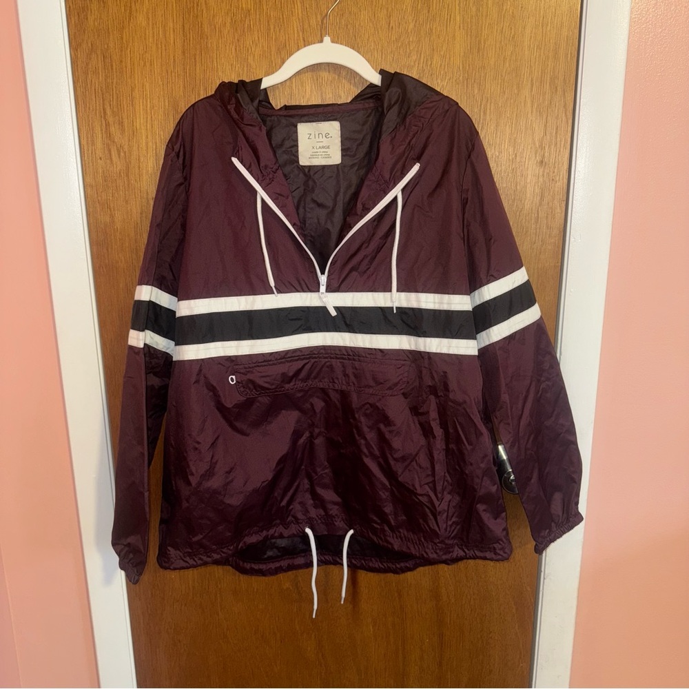 Zine Maroon Jacket with Black and White Accents